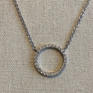 Lia Sophia Reveal Necklace Crystal Circle Silver Tone